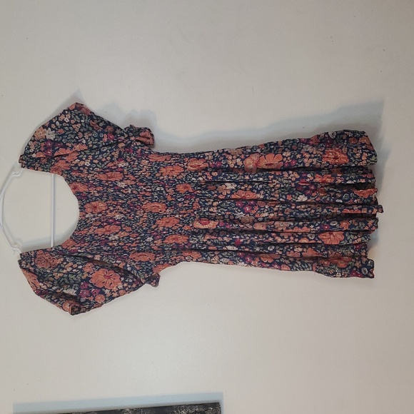 Angie Floral BoHo Smocked Mini Dress Size XL V-neck Flutter Sleeve - Picture 6 of 11